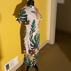 Floral Print Ruffle Sleeve Dress